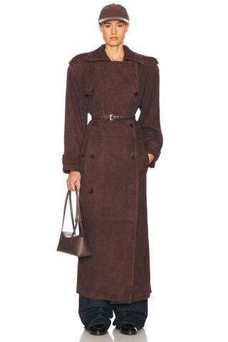 Suede Trench Coat in Saddle Brown | Revolve Clothing (Global)