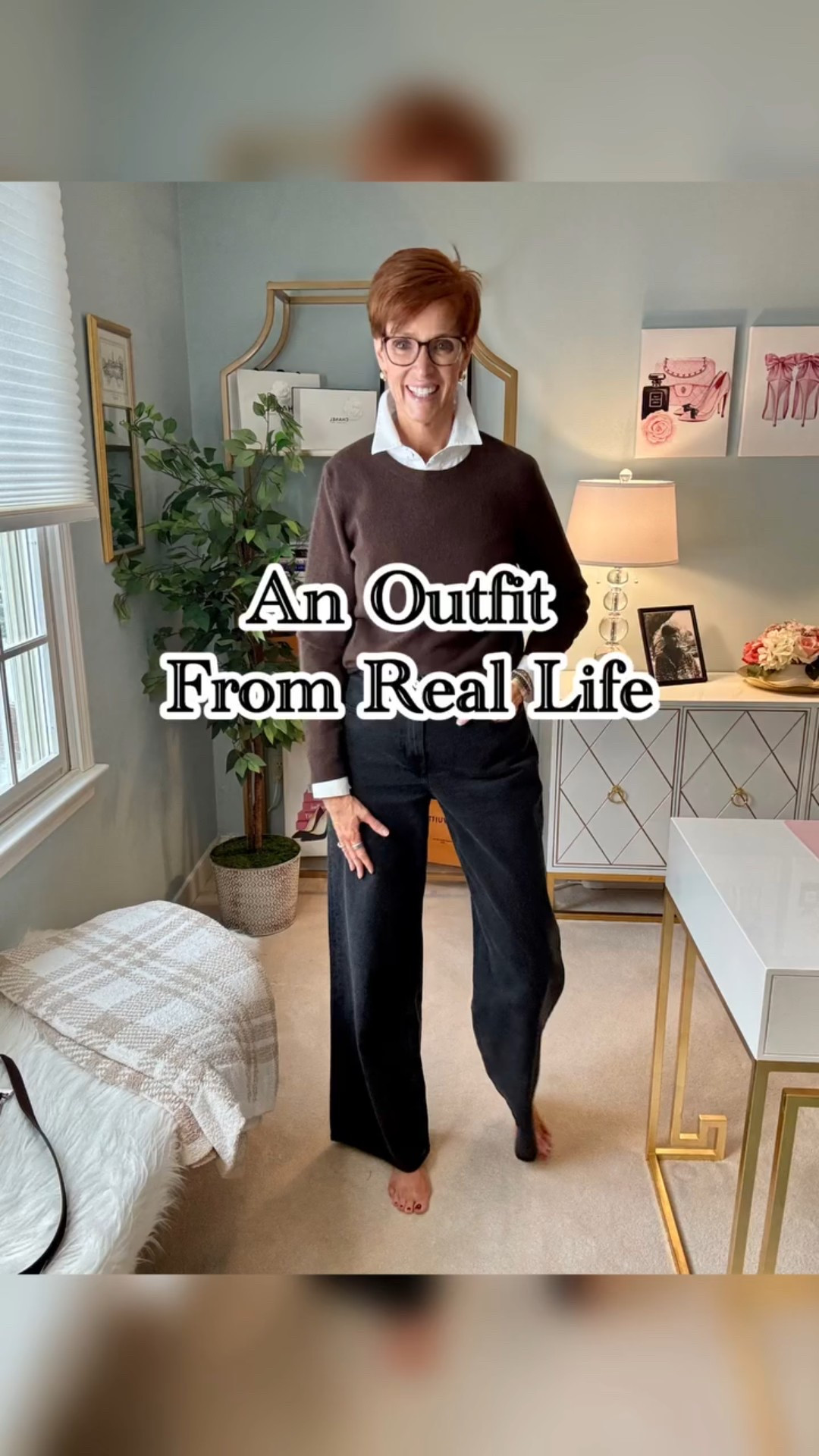 This is what real life looks like lately.

Want the links? Like, Follow & Comment OUTFIT and I’ll send links right to your DM.

A crisp white shirt, a cozy sweater layered over it, black wide-leg jeans, and warm brown accessories. Nothing complicated. Nothing styled for the internet. Just a winter outfit that felt comfortable, polished, and easy for a regular day.

I talk a lot about outfit formulas because they work — but this is what it actually looks like when I get dressed and walk out the door. Simple layers, classic pieces, and a color palette that always feels timeless.

If you’re building outfits for real life (not just photos), save this one and tell me — do you wear sweaters over button-downs, or under blazers more?

#ClassicEverydayStyle #WinterOutfitsWomen #StyleOver40 #RealLifeStyle

#LTKootd #LTKOver40 #LTKTall