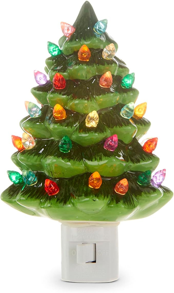 RAZ Imports Vintage Green Tree Night Light, 6-inch Height, Ceramic and Plastic, Christmas, Home D... | Amazon (US)