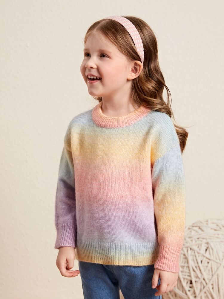 Toddler Girls Ombre Drop Shoulder Sweater | SHEIN