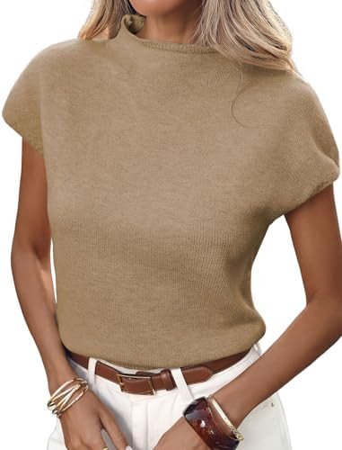 ZAFUL Women's Mock Neck Sweater Vest Cap Sleeve Casual Knit Pullover Tank | Amazon (US)