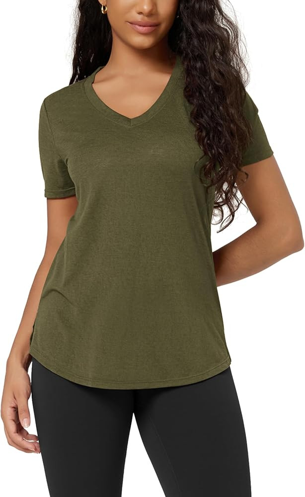 ODODOS Women's Short Sleeve Tunic Top - Ultralight Soft Breathable Side Slit Basic Tee Yoga Worko... | Amazon (US)