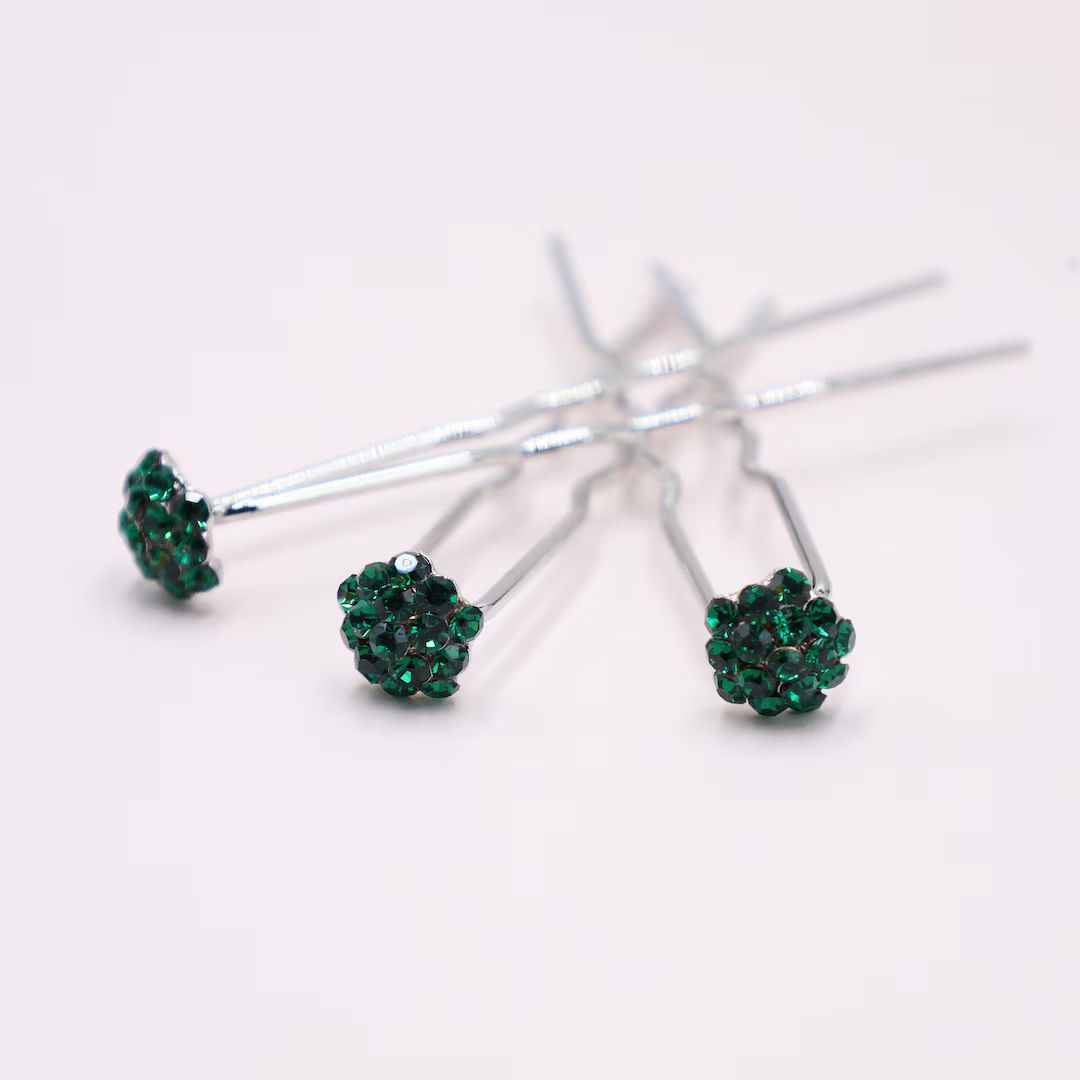 Emerald Green Wedding Bridal Hair Pins Dark Green Hair Pins - Etsy | Etsy (US)