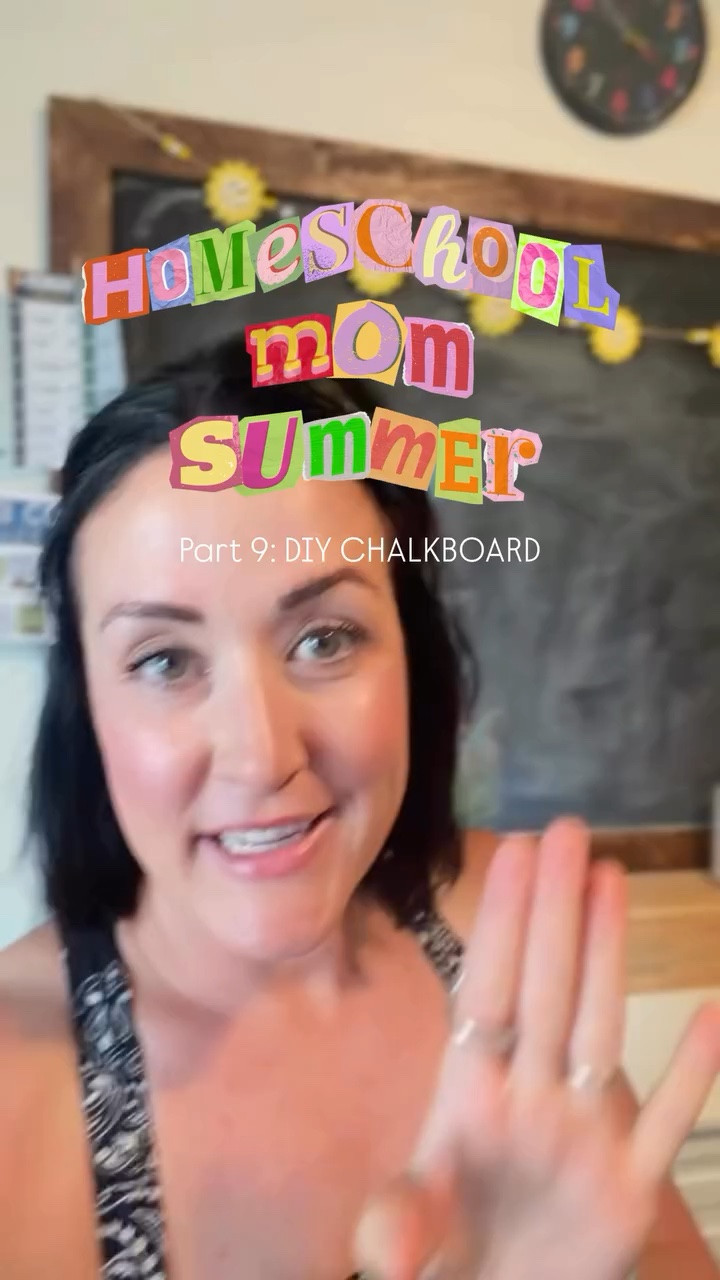 Homeschool Mom summer— giant chalkboard part 2– this is how we framed and hung our big chalkboard in our homeschool room. 

If you’re hoping for a DIY chalkboard .. reply CHALKBOARD for the list of supplies. And follow @ourfaithfilledhome … soon I’ll share how I maintain the chalkboard and prevent staining/chalk ghosting 🥰