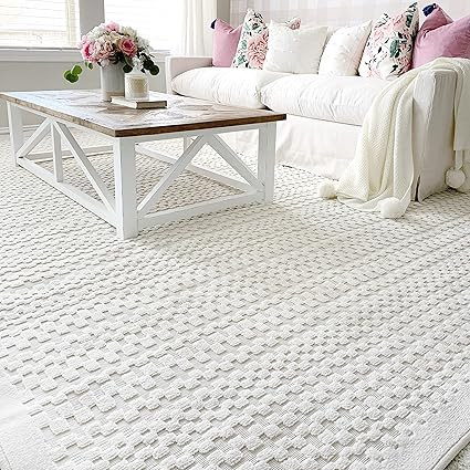 My Texas House Indoor-Outdoor Runner-Boucle Quail Hallow, 5'2" x 7'6", Runner Rug, Natural White,... | Amazon (US)