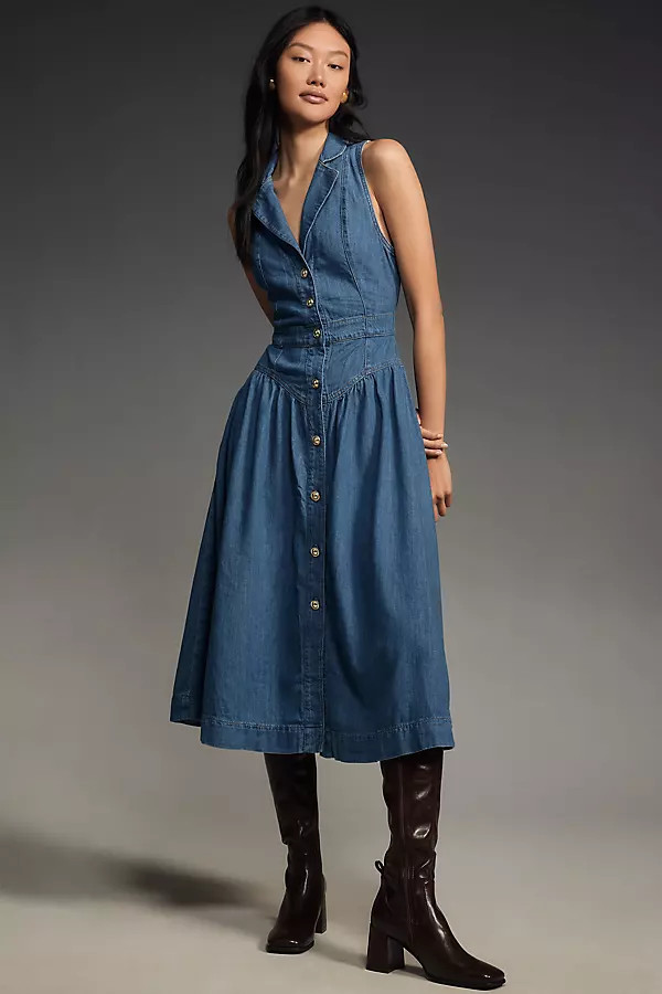 Reformation Ellison Denim Midi Dress | Anthropologie (US)