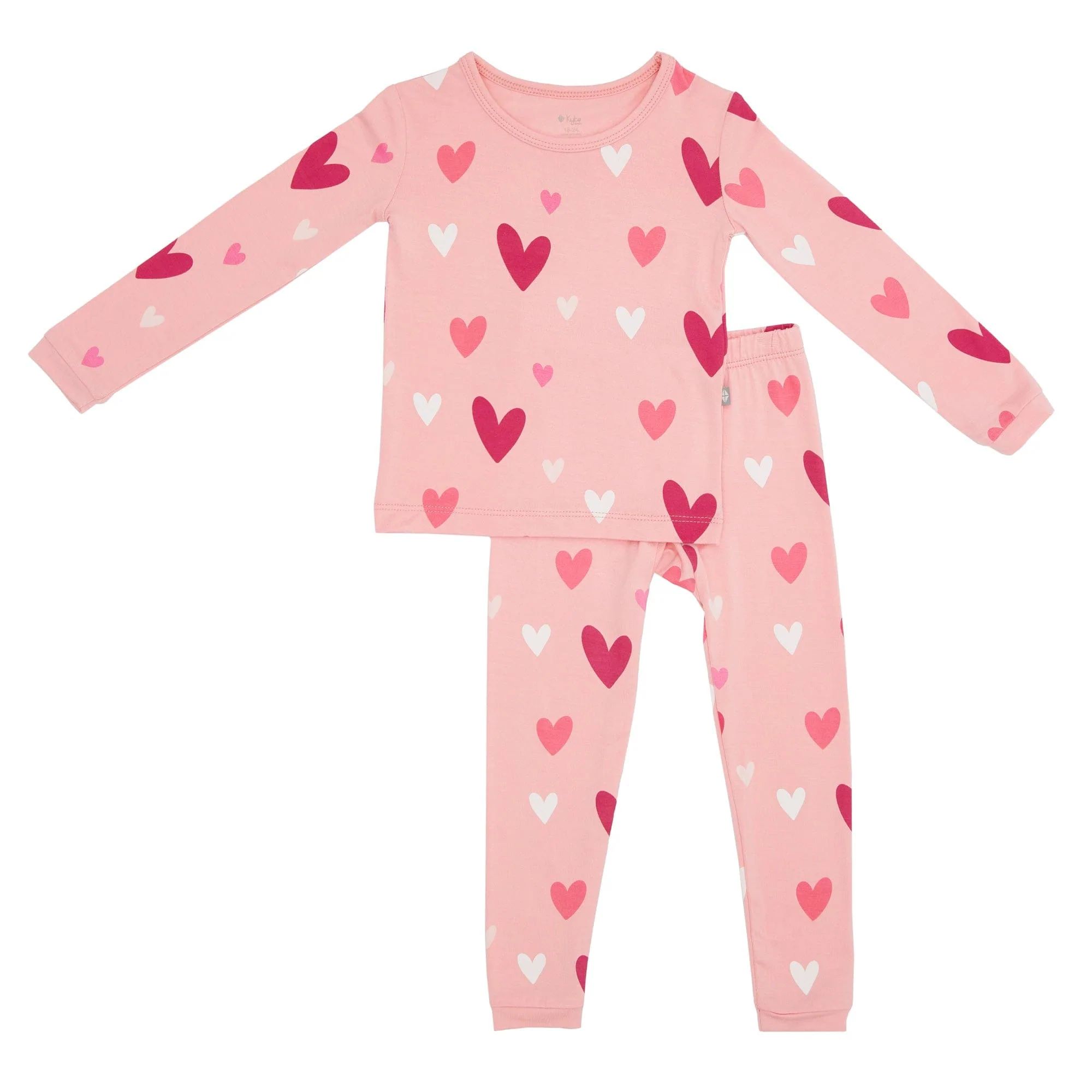 Toddler Pajama Set in Crepe Hearts | Kyte BABY