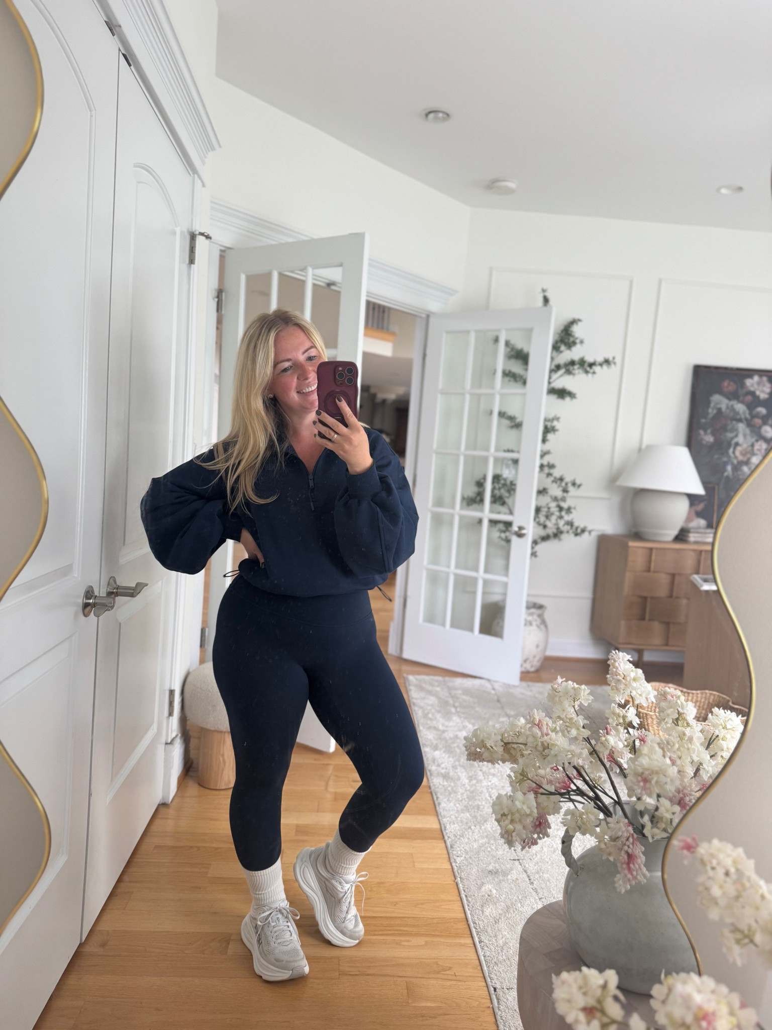 New lululemon leggings and half zip up top! Love that you can cinch the waist! Also, these are the COMFIEST sneakers ever. 

#outfit #falloutfit #sneakers #leggings #shoes #lululemon #socks 

#LTKStyleTip #LTKShoeCrush #LTKActive