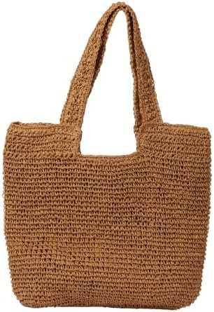 GOLDTIMO Beach Bags for Women - Summer Soft Large Woven Shoulder Purse Handbag, Beach Tote Straw ... | Amazon (US)