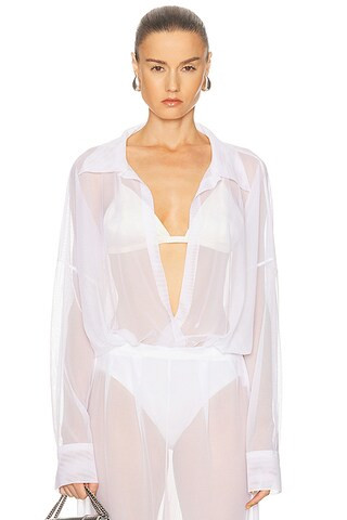 Super Oversized Boyfriend Shirt Bodysuit | FWRD 