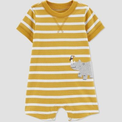Baby Boys' Rhino Striped Romper - Just One You® made by carter's Yellow | Target