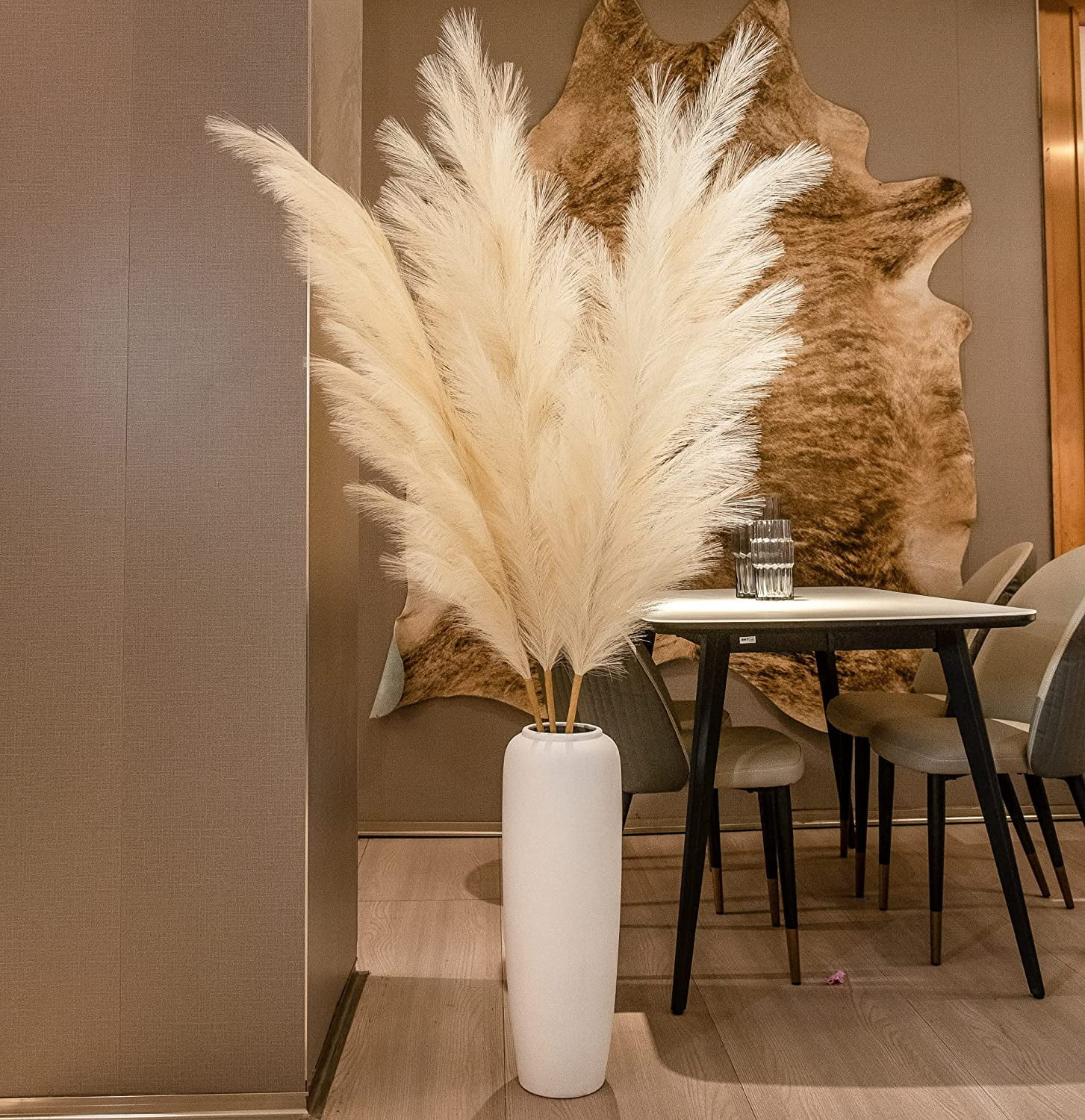 3Pcs-43 inch Pampas Grass Decor Tall-Pompous Grass Large-Fluffy Artificial Pampas Grass-Fake Pamp... | Walmart (US)