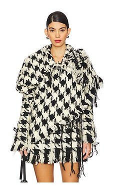 Yuhan Wang Houndstooth Knotted Jacket in Black & White from Revolve.com | Revolve Clothing (Global)
