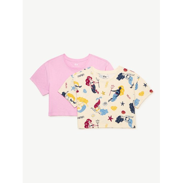 Free Assembly Girls Cropped T-Shirts, 2-Pack, Sizes 4-18 | Walmart (US)