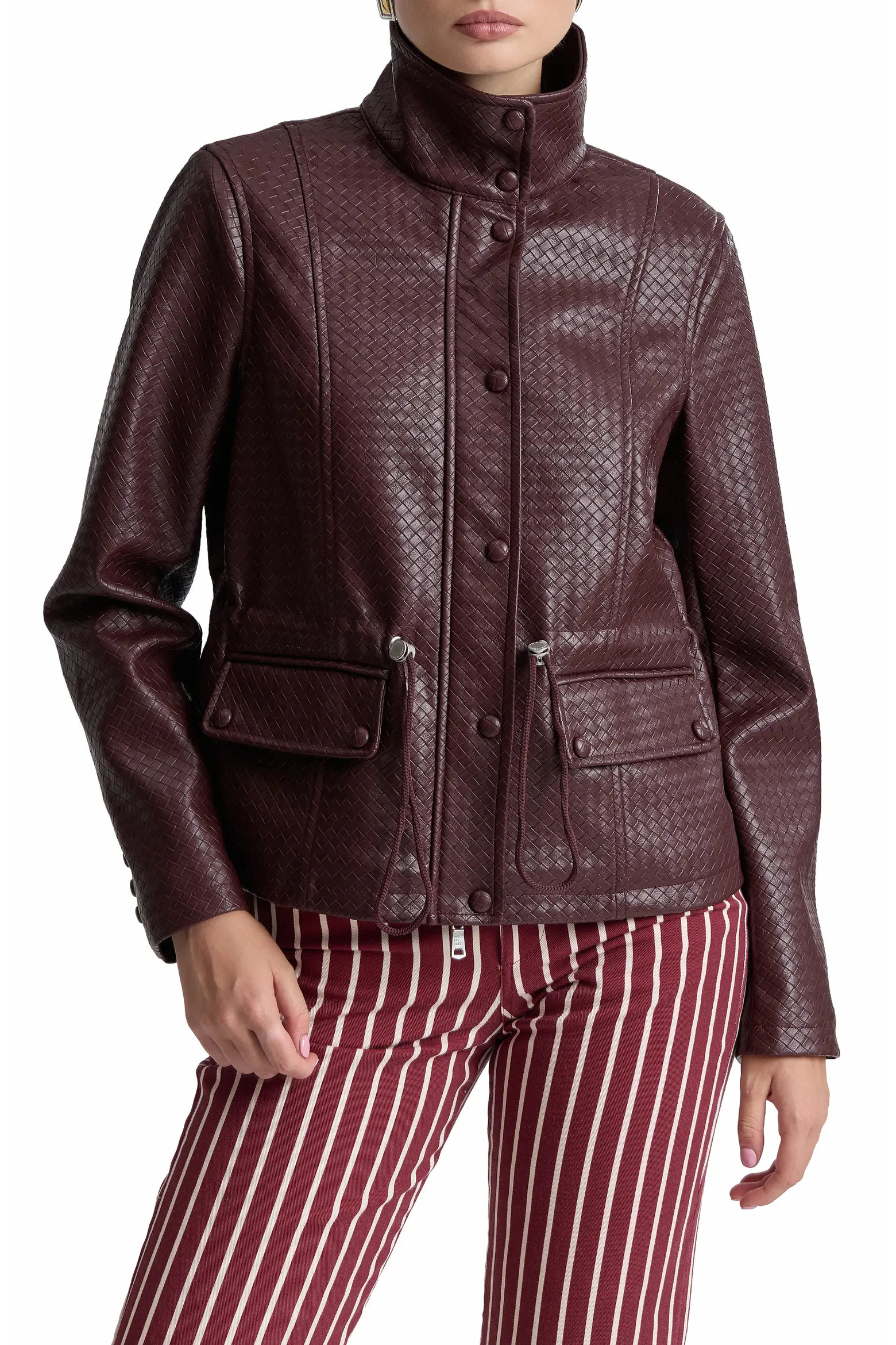 Avec Les Filles Woven Faux Leather Jacket (Women) | Nordstrom | Nordstrom