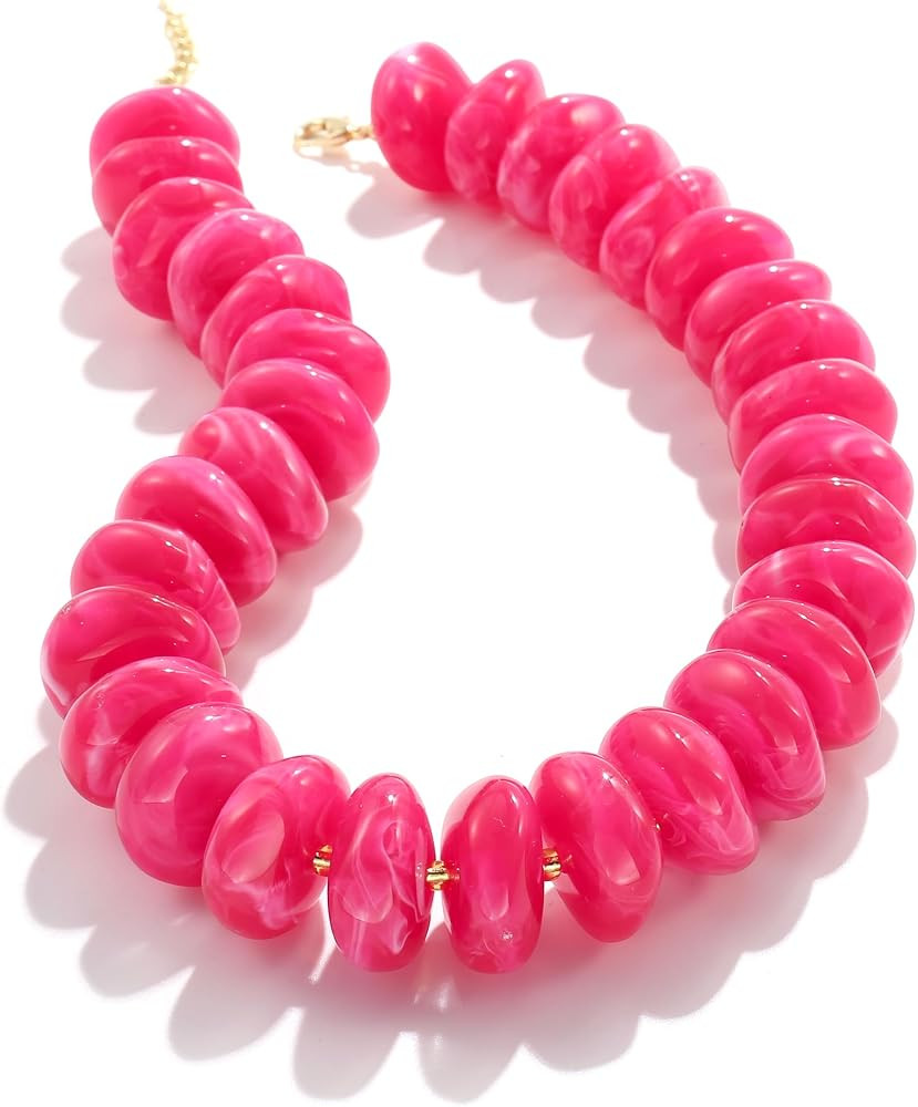 Colorful Chunky Beaded Necklace for Women,Large Acrylic Bead Choker Statement Necklace Cute Trend... | Amazon (US)