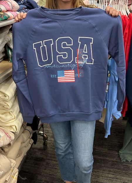 USA pullover sweatshirt at Target. Red white and blue pullover for 4th of July 