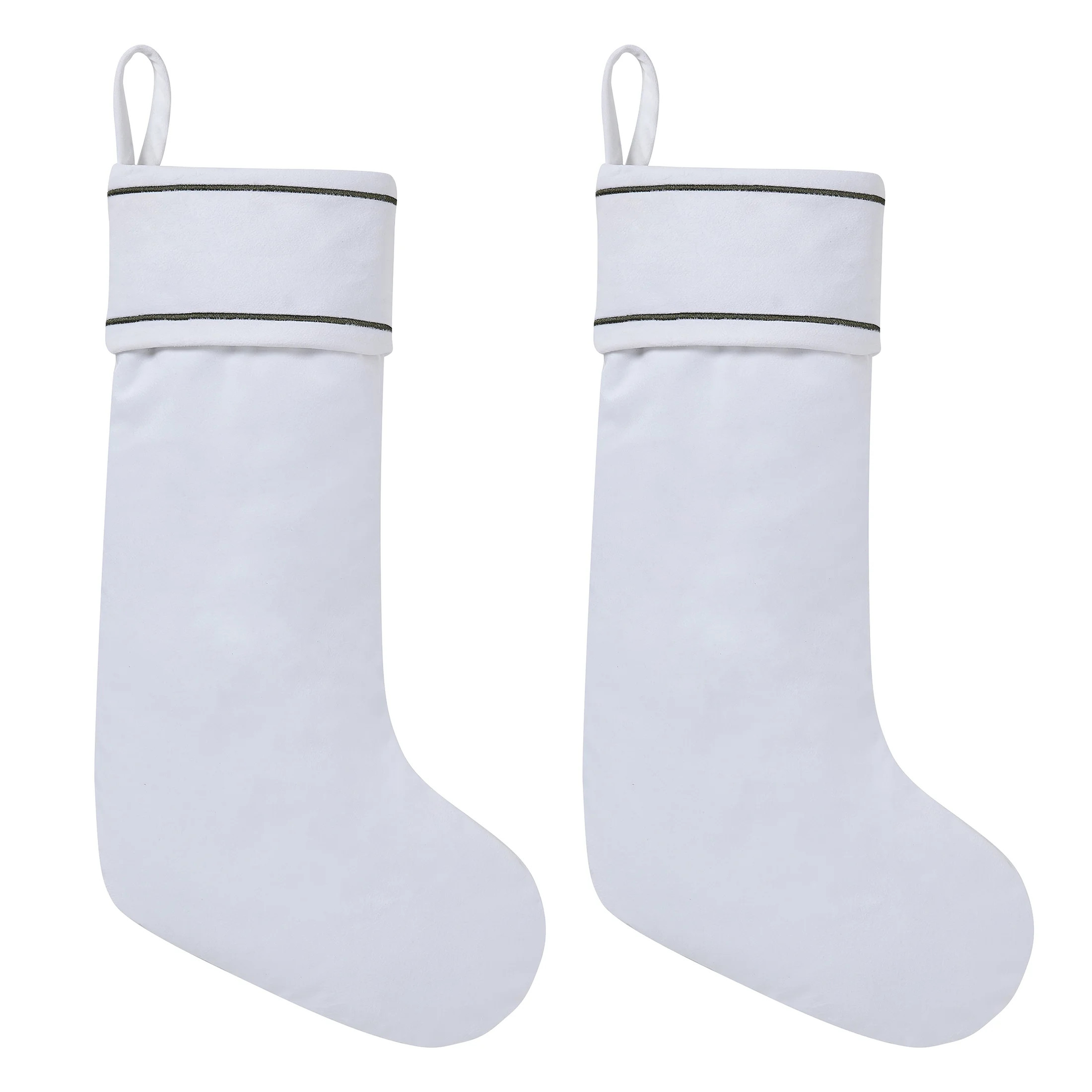 My Texas House Michelle White/Green Velvet Christmas Stockings, 20" x 10" (2 Count) | Walmart (US)