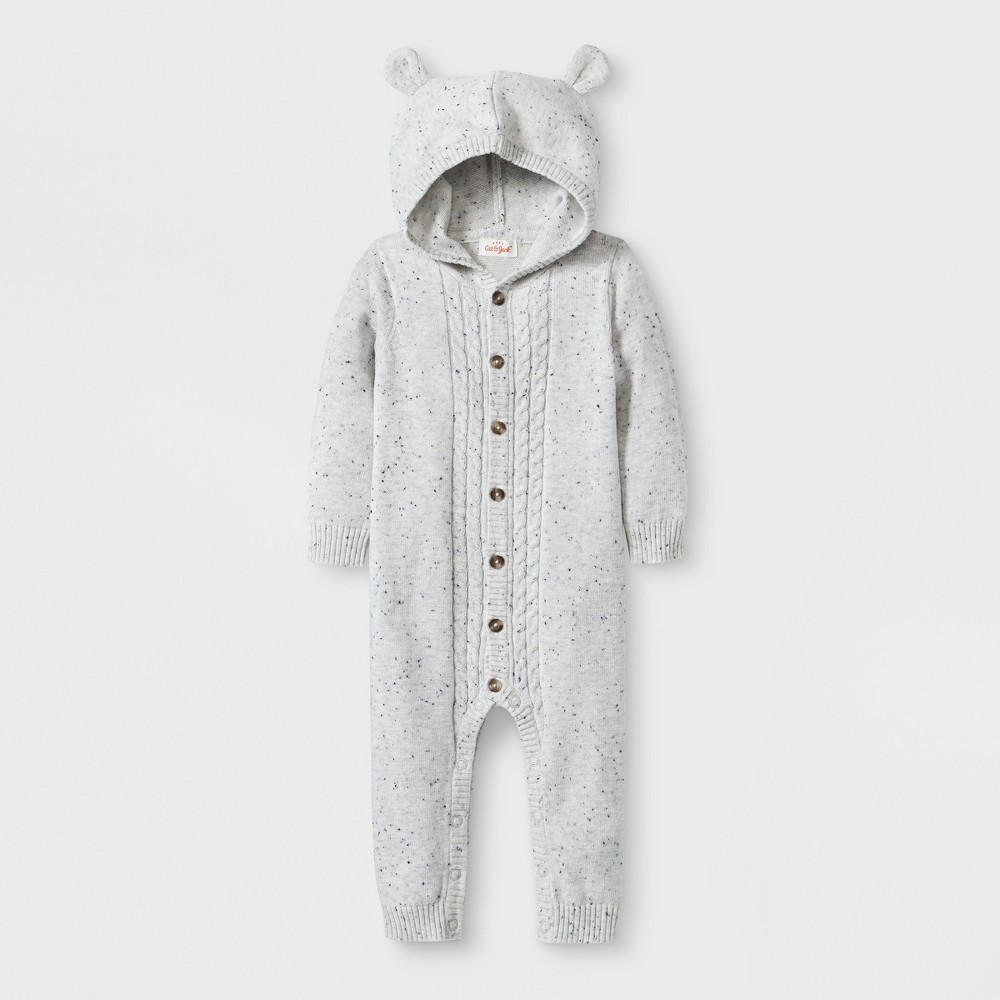 Baby Boys' Nep Bear Hood Romper - Cat & Jack Heather Gray 6-9M | Target