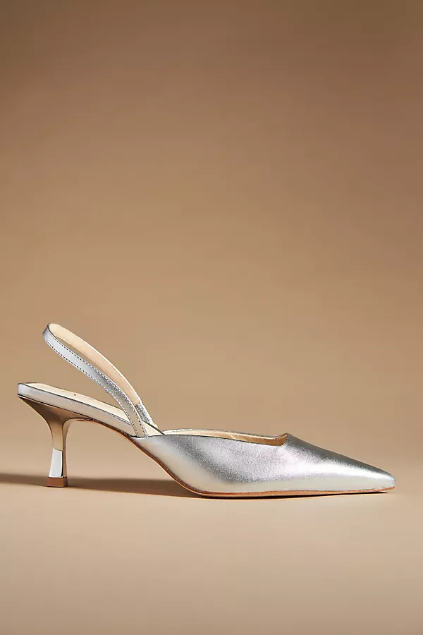 Guilhermina Slingback Heels By Guilhermina in Silver Size 38 | Anthropologie (US)