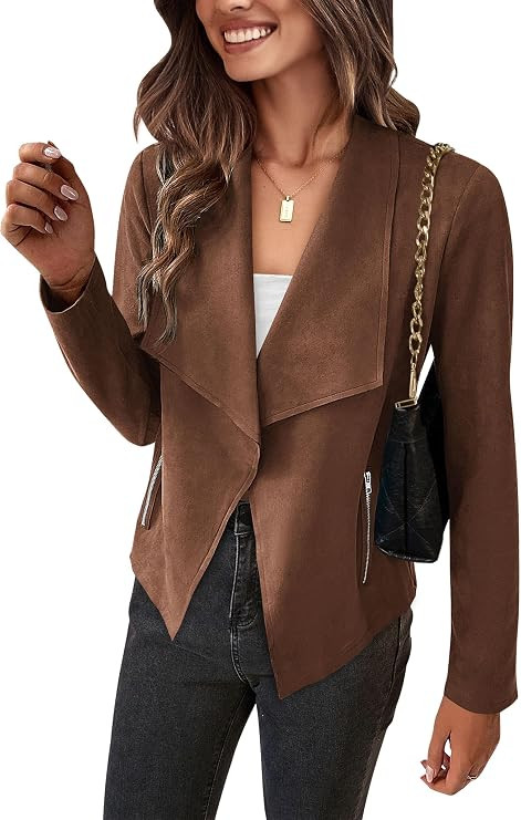 PRETTYGARDEN Women's Fall Fashion Faux Suede Jackets | Amazon (US)