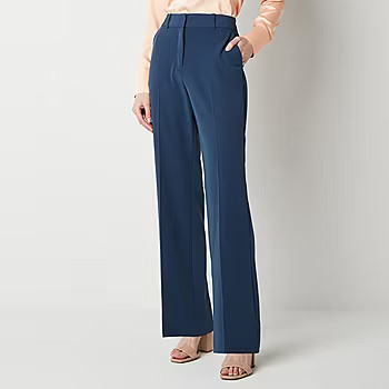 Worthington-Misses Short Modern Fit Straight Trouser, Color: Petrol Blue - JCPenney | JCPenney
