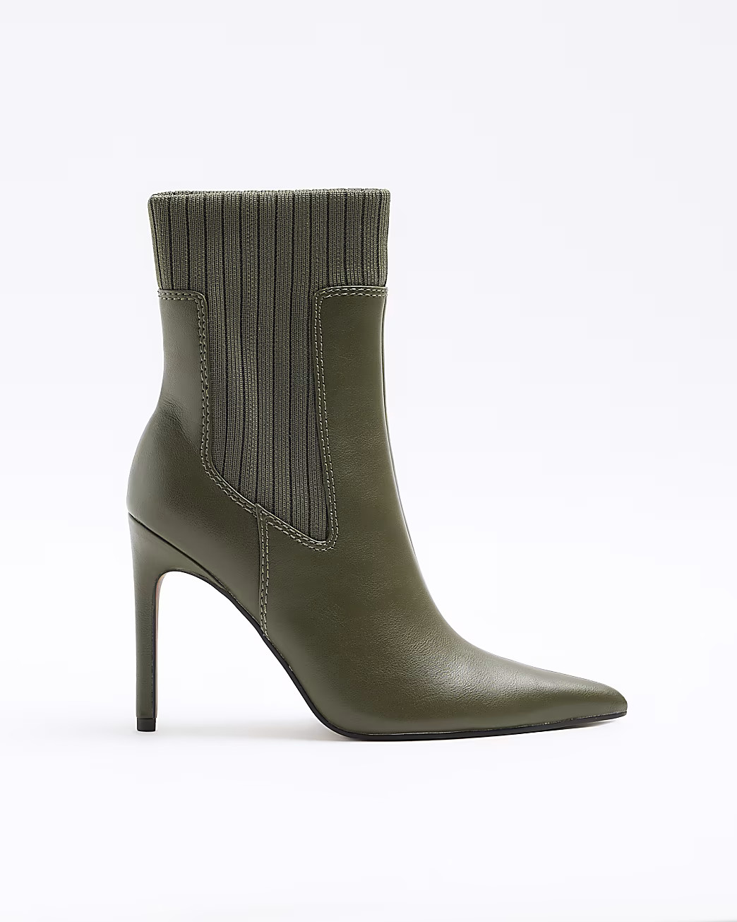 Green knit detail heeled ankle boots | River Island (US)