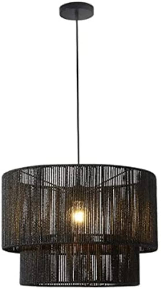 Chandelier, 1-Light Woven Hemp Rope Pendant Lighting, Metal Hand Woven Hemp Rope Hanging Lighting... | Amazon (US)