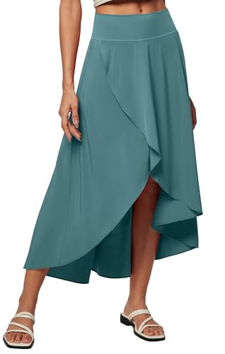 Heathyoga High Waist Wrap Skirt with Shorts Flowy Skirts for Women Trendy Summer Ruffle High Low ... | Amazon (US)