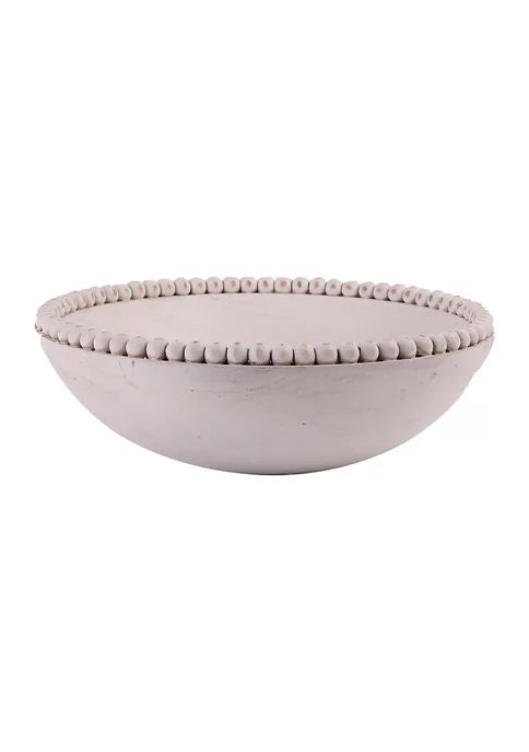 Small Whitewashed Wood Beaded Serving Bowl | Belk