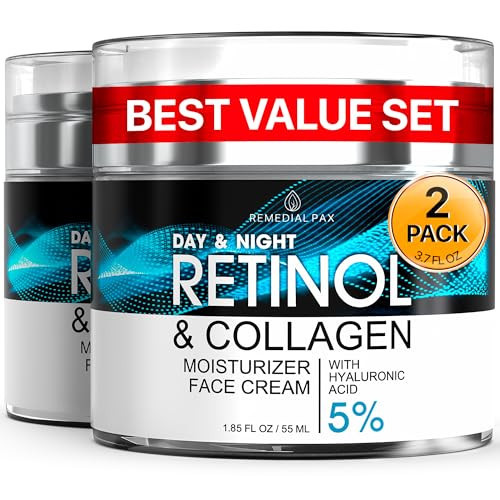 REMEDIAL PURITY AESTHETICS EXPERIENCE Face Moisturizer Retinol Cream, Anti Aging Neck Firming, [2Pack] Collagen Day & Night Face Cream with Hyaluronic Acid for Women & Men, 3.7 Fl Oz | Amazon (US)