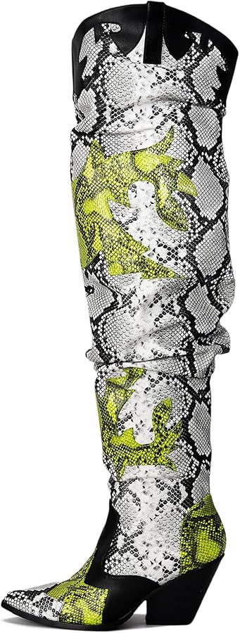 Cape Robbin Women's Thigh High Cowboy Boots with Chunky Heel - Faux Snakeskin Western Booties | S... | Amazon (US)