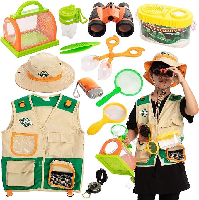 Amazon.com: JOYIN Outdoor Explorer Kit, Bug Catcher for Kids (Vest, Hat, Flashlight Compass, Bino... | Amazon (US)
