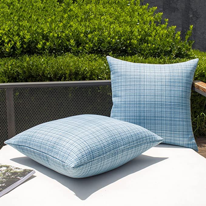 Kevin Textile Pack of 2 Decorative Outdoor Waterproof Throw Pillow Covers Stripe Pillowcases Mode... | Amazon (US)