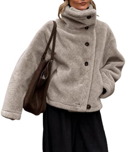 Tankaneo Womens Oversized Sherpa Jackets Stand Collar Warm Winter Coats | Amazon (US)