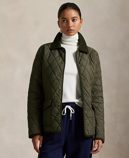 Polo Ralph Lauren Women's Corduroy-Trim Quilted Barn Jacket - Macy's | Macy's