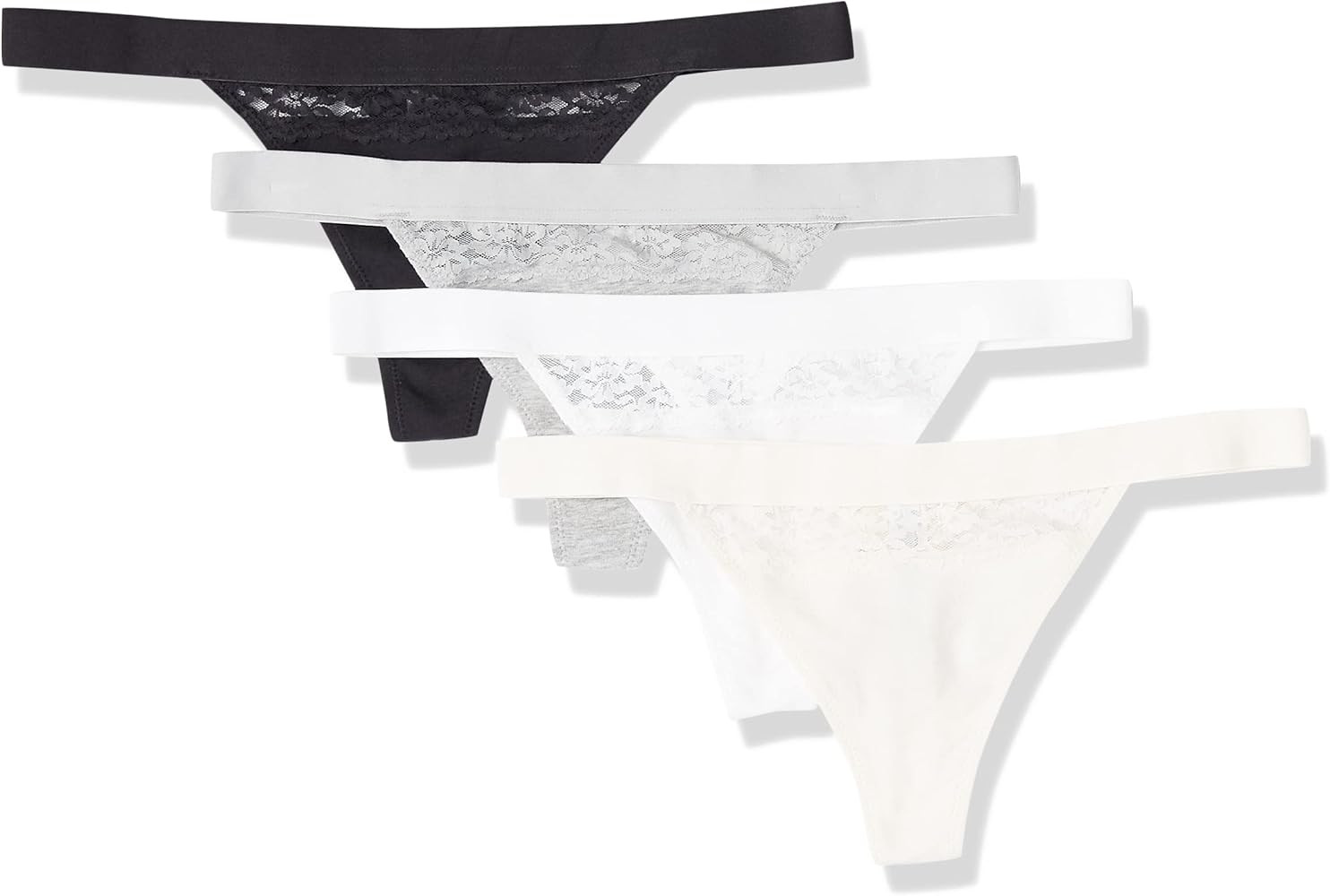 Amazon Essentials Women's Cotton and Lace Thong Underwear, Pack of 4 | Amazon (US)