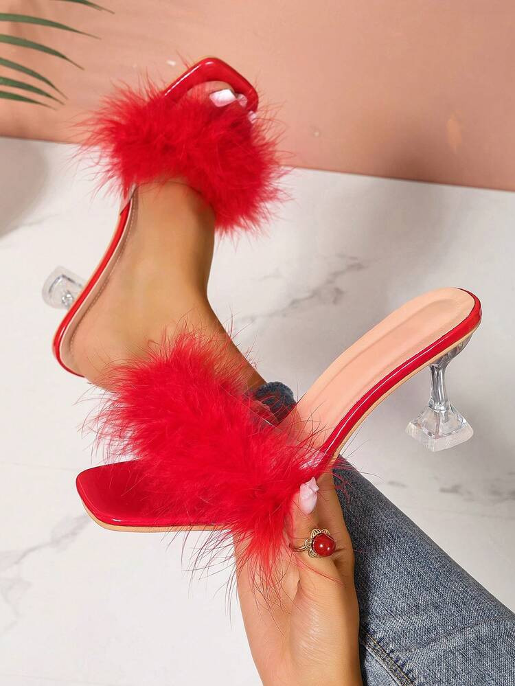 Rote Puschel Heels | SHEIN