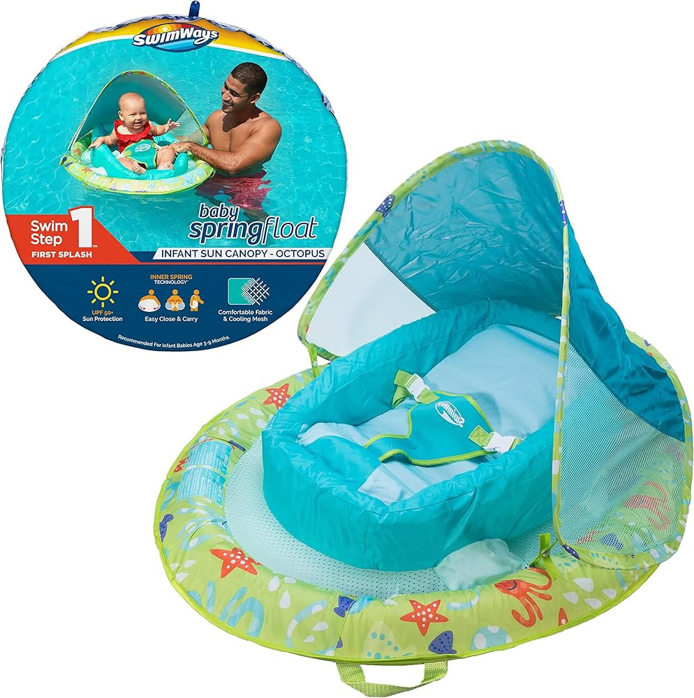 SwimWays Baby Spring Float with Adjustable Canopy and UPF Sun Protection, Green Octopus | Amazon (US)