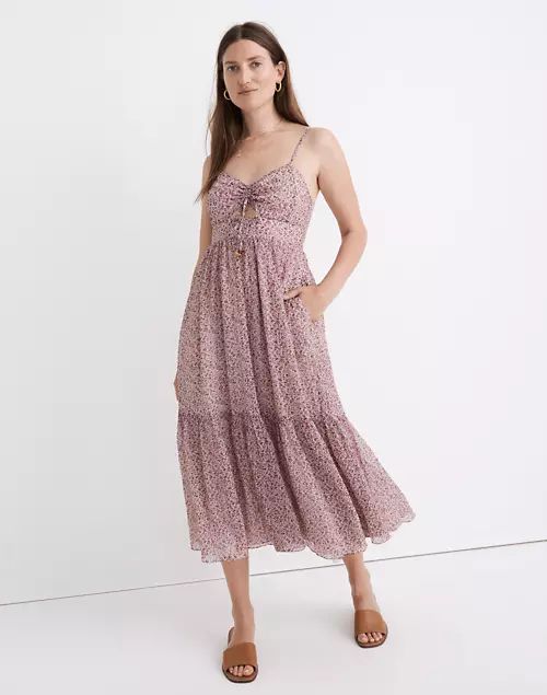 Seersucker Keyhole Tiered Midi Dress in Cottage Garden | Madewell