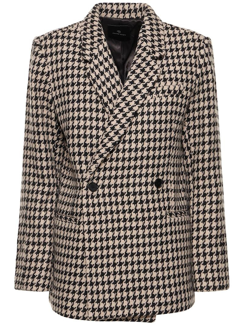 Kaia wool blend houndstooth blazer | Luisaviaroma