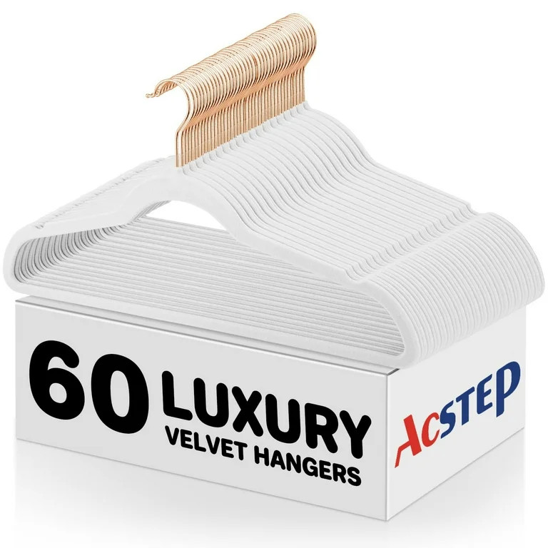 ACSTEP Velvet Clothes Hangers 60 Pack, Non-Slip Hangers with 360 Rotating Hook, Hangers for Cloth... | Walmart (US)