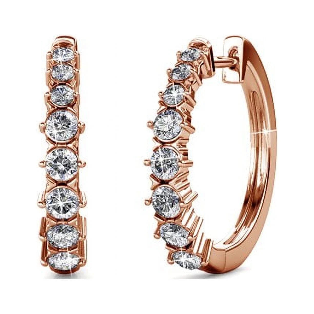 Cate & Chloe Claire 18k Rose Gold Plated Hoop Earrings with Swarovski Crystals Gift for Women | Walmart (US)