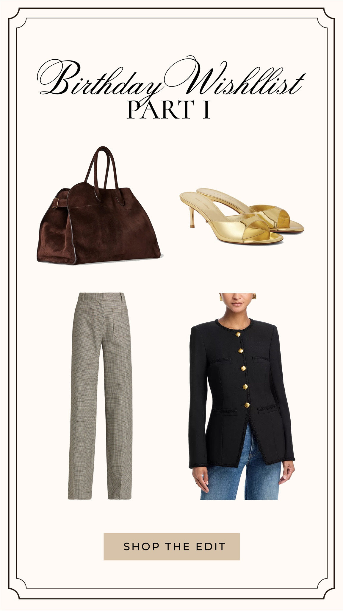 Birthday and Christmas wishlist, gift guide, workwear, luxury gifts, The Row Margaux bag, blazer, trousers, heels. 

#LTKHoliday #LTKSeasonal #LTKGiftGuide