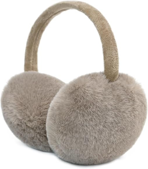 RUIKUNA Winter Ear Muffs Women Fuzzy Earmuffs Faux Fur White Ear Warmers Girls Black Warm Ear Covers | Amazon (US)
