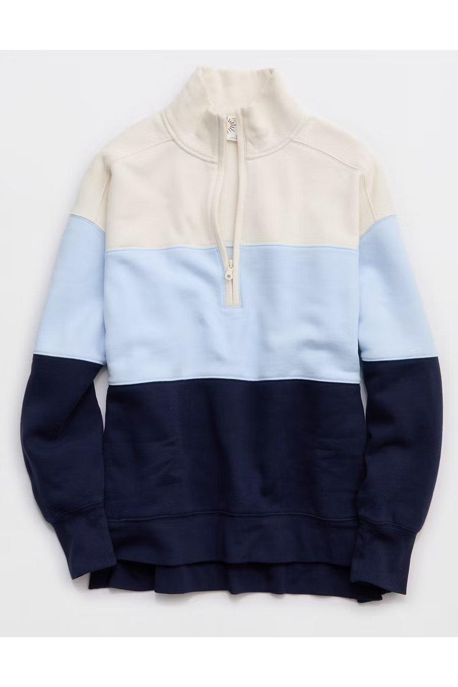 OFFLINE By Aerie Cloud Fleece Quarter Zip Sweatshirt Women's Eyelet Blue XXS | Aerie