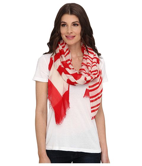 UGG Lucianna Stripe Scarf (High Risk Red) Scarves | 6pm