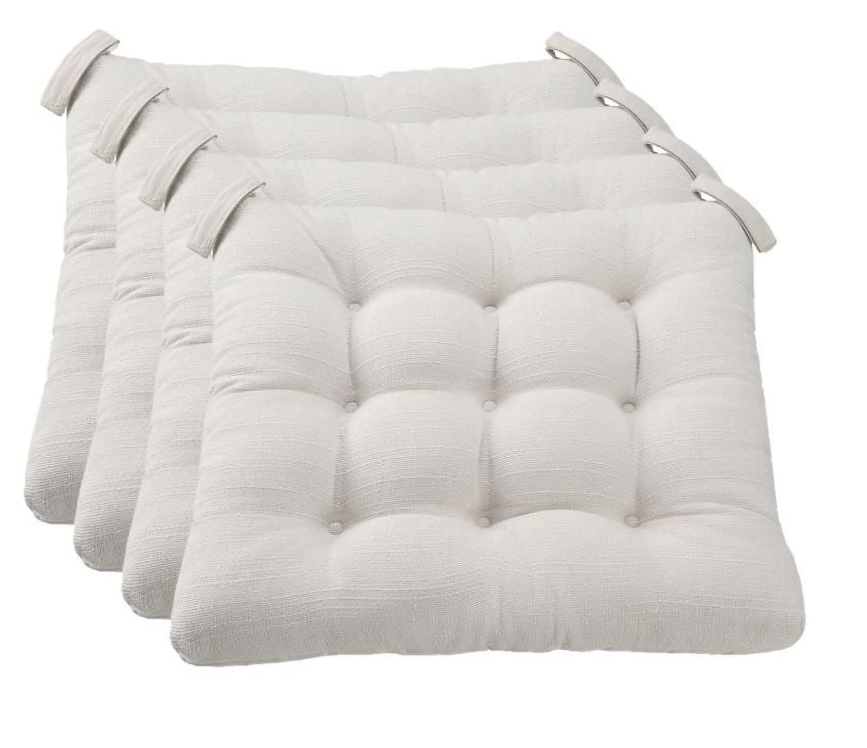 Mainstays Textured Chair Seat Pad (Chair Cushion), Silver Color, 4-Piece Set, 15.5" L x 16" W | Walmart (US)