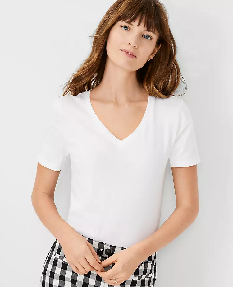 Pima Cotton V-Neck Tee | Ann Taylor | Ann Taylor (US)