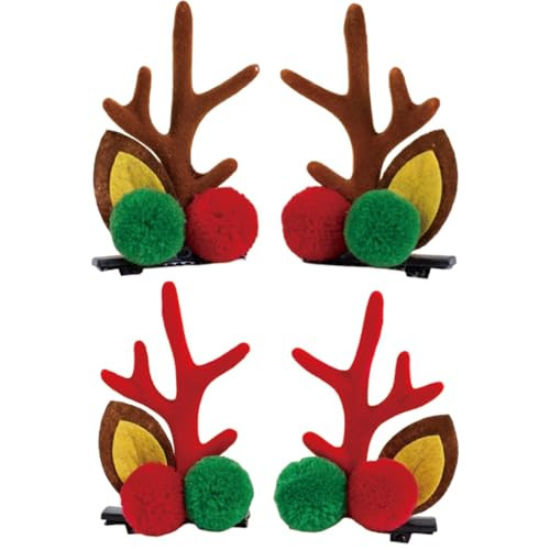 Christmas Antler Hair Clips Christmas Red Green Hairball Hair Clip for Women Christmas Ears Hair Clips Christmas Hairband Christmas Hairpins Hair Clips Christmas Clips Hair Clips Accessories 2Pack | Amazon (US)